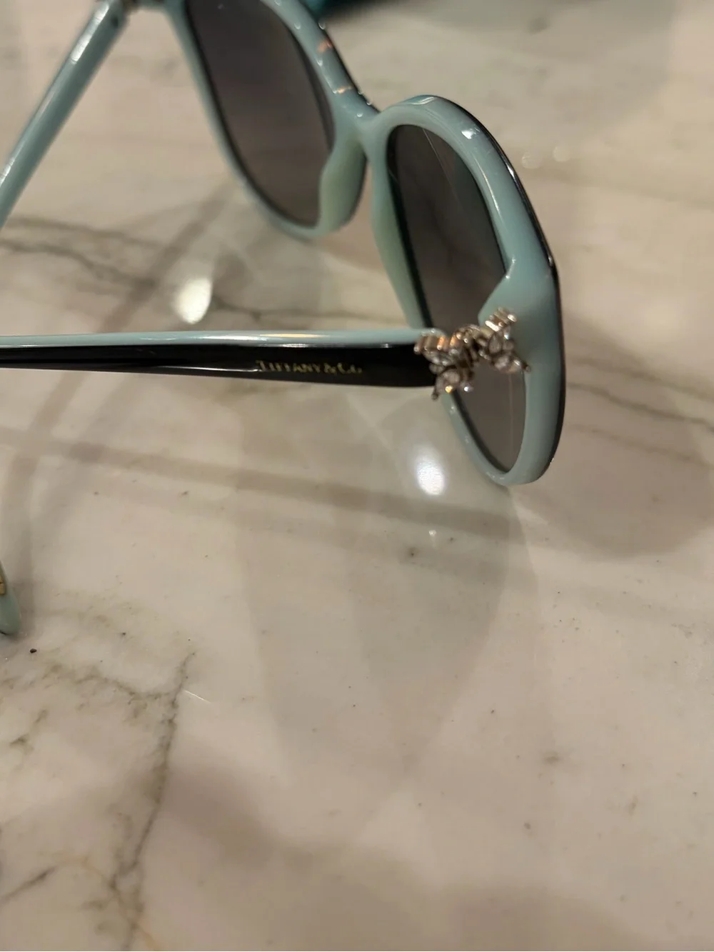 Tiffany & Co. Women’s Black Oversized Cat Eye Sunglasses with Tiffany Blue Case